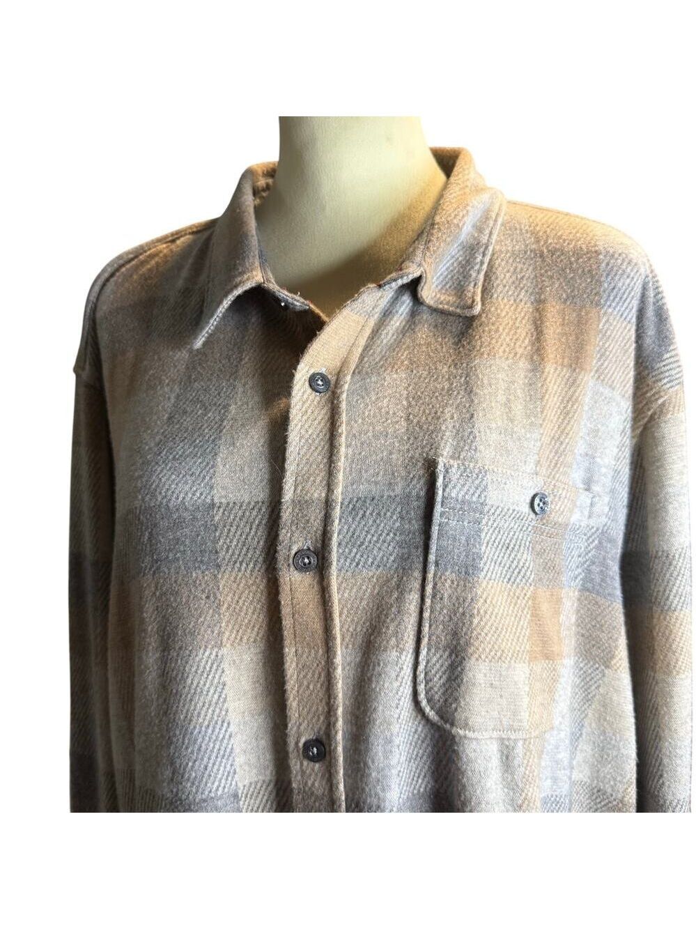 Flag & Anthem MadeFlex Flannel Shirt, Gray Tan Plaid, Stretch Performance, 2XL
